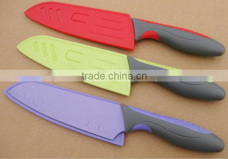 8" new handle bread knife with plastic sheath