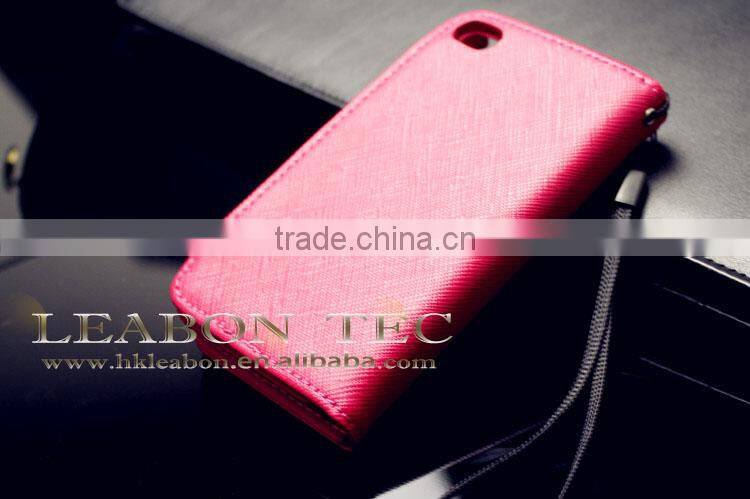 Card holder High quality wallet case cross pattern real cow leather case for Iphone 4 4S