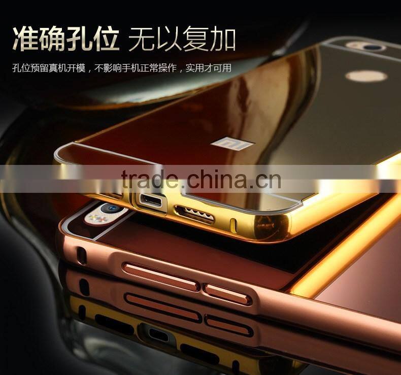 Aluminum Metal Bumper And Mirror PC Back Phone Case Cover For Xiaomi MI 5 For Mi 4S