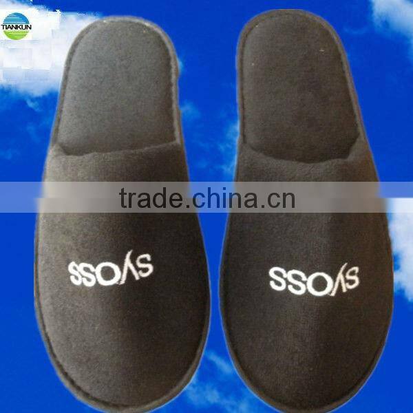 black color men's terry towel hotel slipper