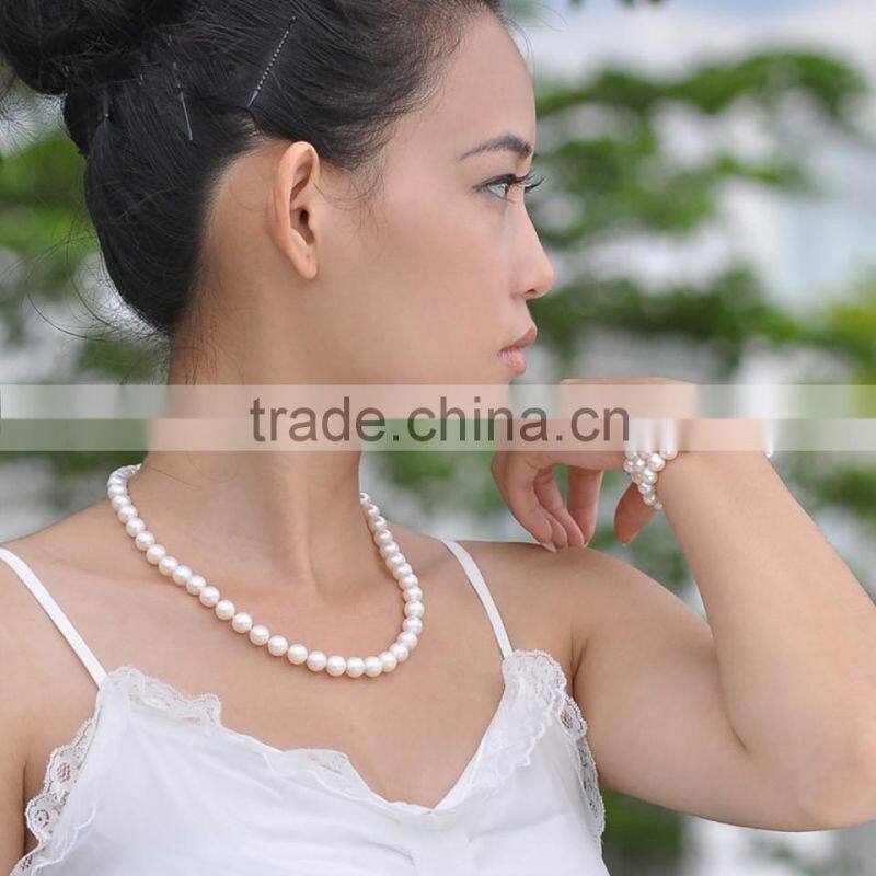 7.5-8.5mm high luster near round competitive two layer real pearl bracelet