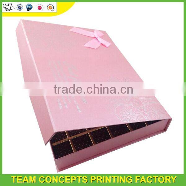 Luxury unique printing folding gift box with ribbon