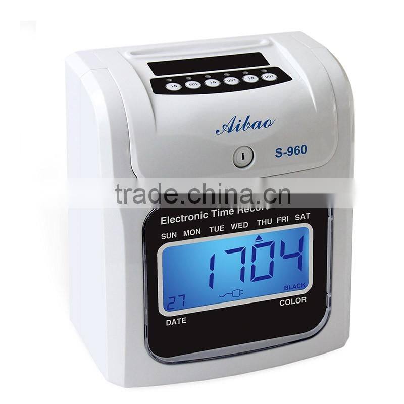 LCD display time attendance machine card punch time recorder