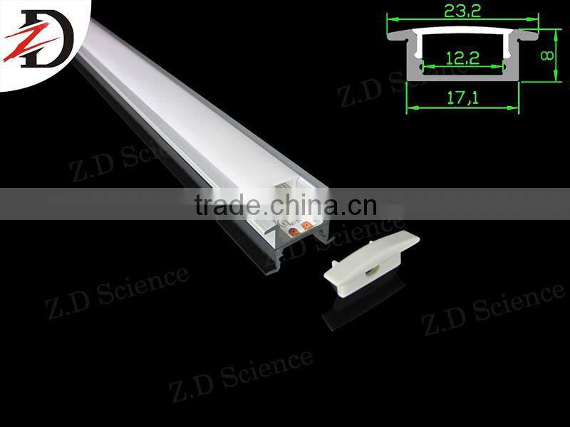 Anodizing LED Extruded Aluminum Housing Recessed Daylight Aluminium Extrusion With Diffuser Cover