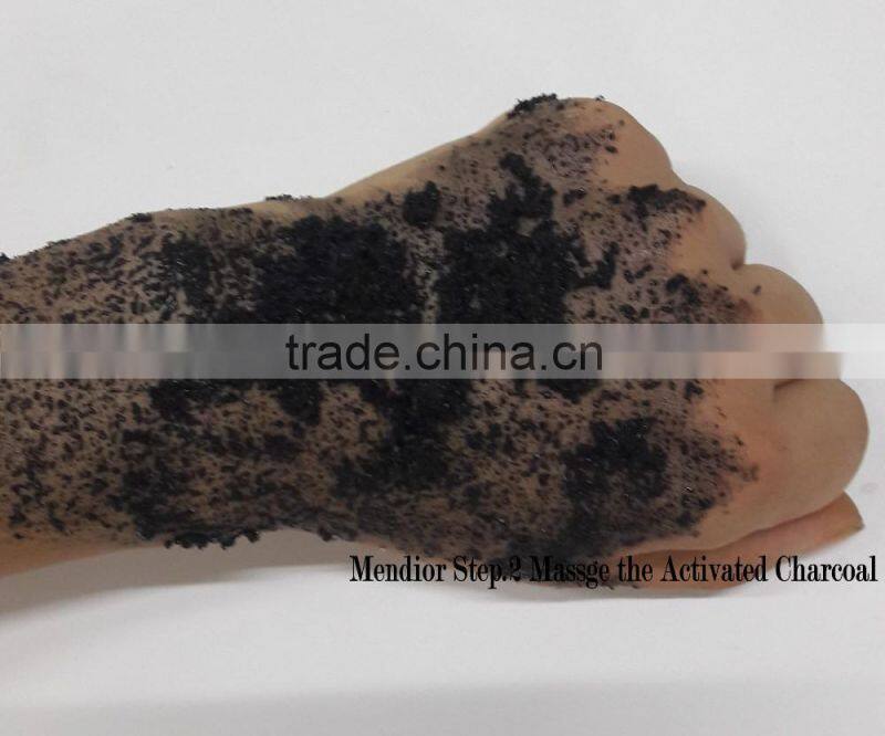 Mendior Natural Activated charcoal scrub face exfoliating black bamboo powder dry body scrub dead skin,OEM custom brand,200g
