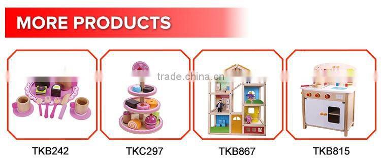 Pink Cutting Game Playset Wooden Toy Tea Set Miniature Wooden toys For Kids