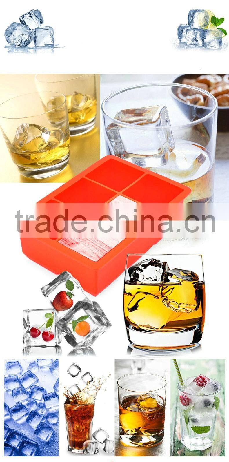 8 Cavity Whiskey King Square Silicone Ice Cube Tray With Lid