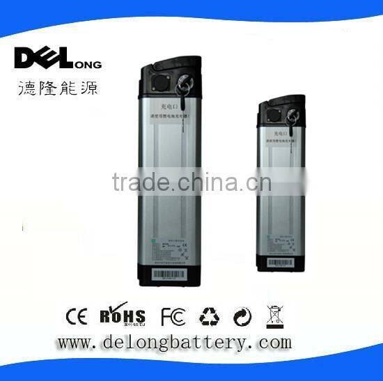A hight capacity 24V 12Ah ebike lipo battery silver fish for motor/bick/vehicle