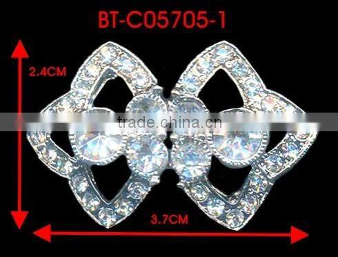 6MM 4MM 2MM Clear Cystal Rhinestone Wedding Garment Rhodium Metal Pair Buckle