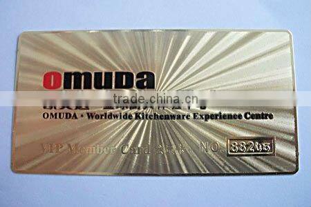 2015 hot selling high quality cheap logo DIY stainless steal businesss card /Golden /silvery color vip card for membership