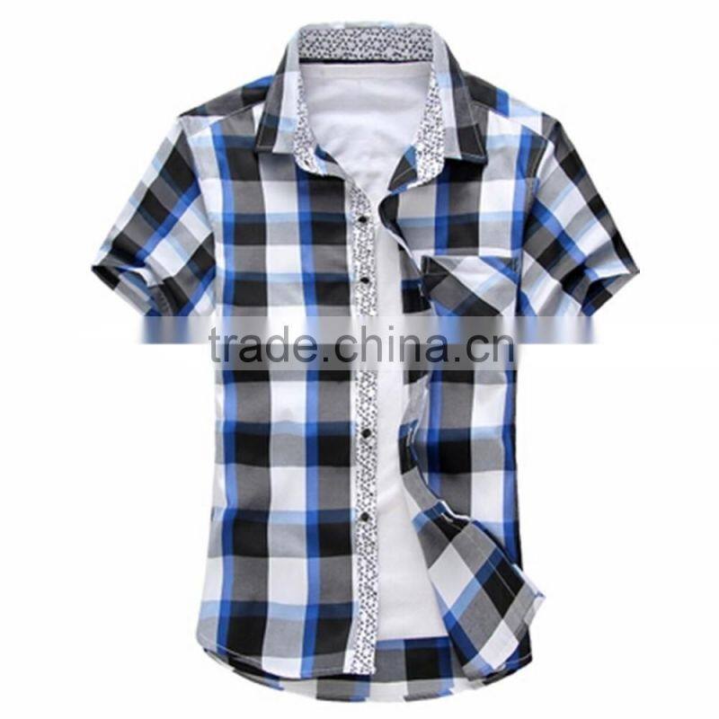 Csutom 100% Cotton Check Mens Casual Shirts
