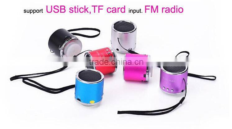 Wholesale Bulk round metal usb speaker fm radio mini speaker with micro-sd / tf card
