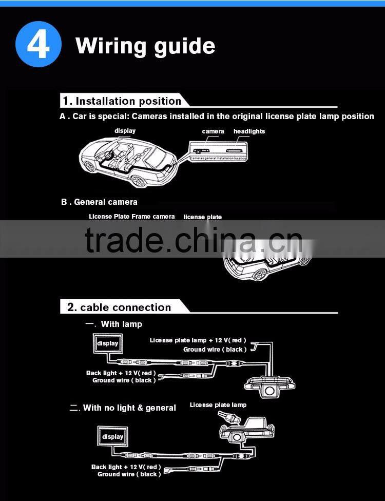 Guangzhou factory 18.5mm drilling rearview/back car camera for volvo