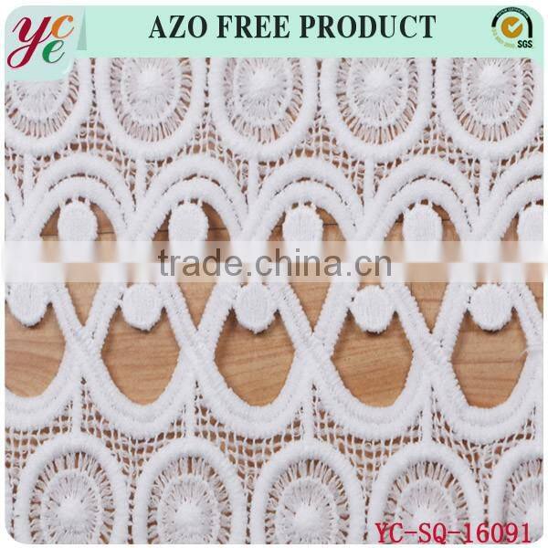 Elegant style with white pattern indian lace embroidery fabric for weeding dress