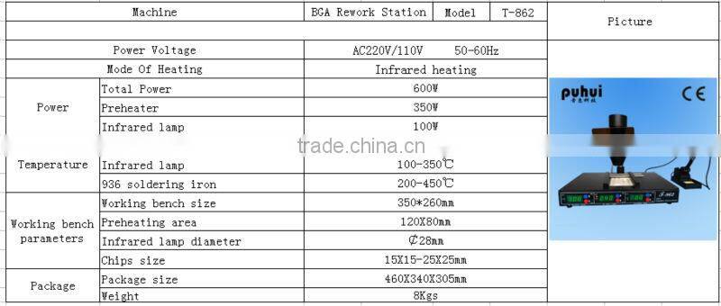 bga rework station , repair phone machine t862,export machine,Infrared welding machine,made in china