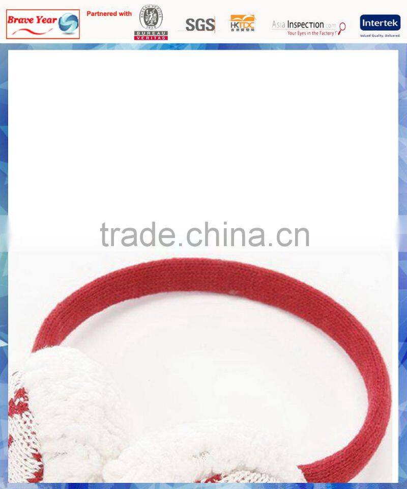 ladies fashion snowflake knitted winter earmuffs with fluffy lining