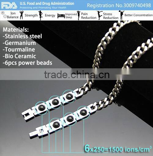 Noproblem P048 cool man tourmaline metal energy power health titanium germanium necklaces