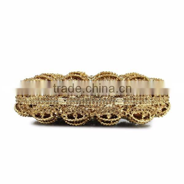 hard metal box gold stone clutch evening bag pumpkin woman handbags fashion ladie fancy purses(8792A-G)