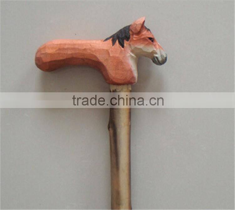 Fashion natural carved animal wooden walking stick