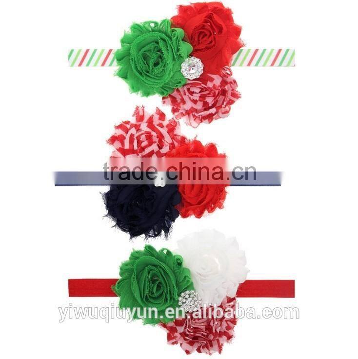 Christmas Style Woven Crochet Elastic Band with feather clips Floral Headband Girls Hair Jewelry Photo Prop Craft