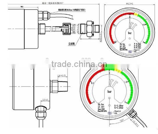 All Stainless steel Oil filled Electric contact mpa pressure gauge with alarm with temperature compensation