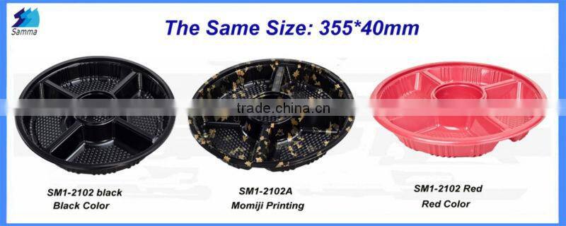 SM1-2102Black Disposable Plastic 5 Compartment Trays For Food Packaging