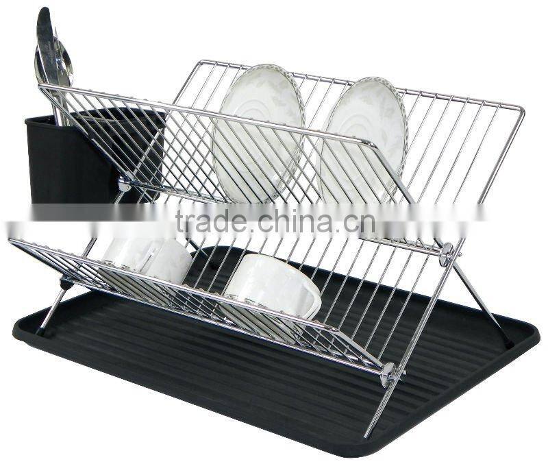folding dish rack with tray