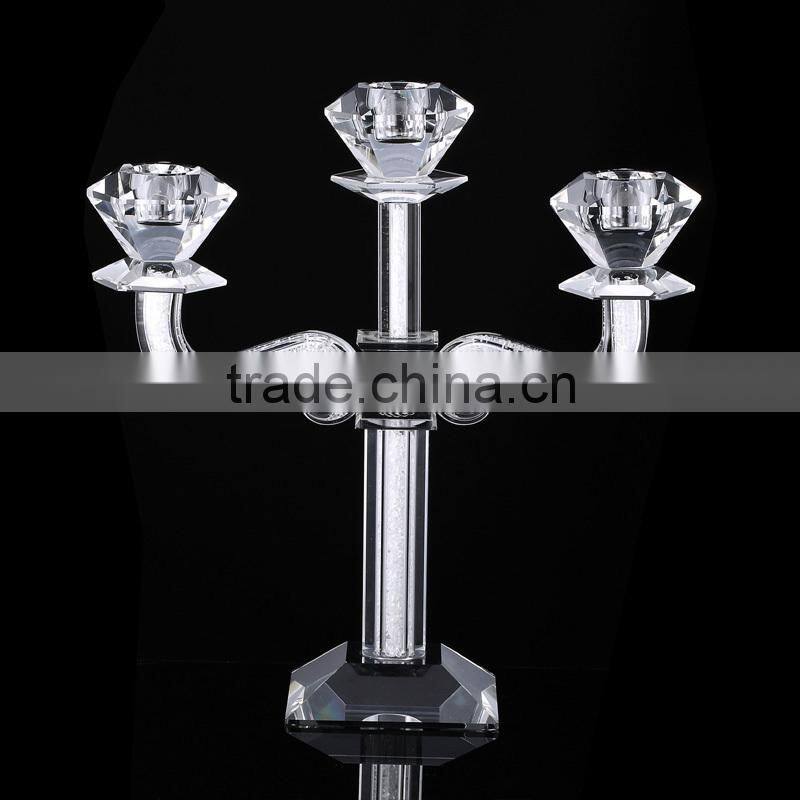 Elegant wedding centerpiece candle holder 3 arms crystal candelabra