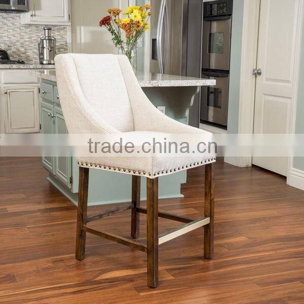 Wooden upholstery bar stool chair rivet tufted used for bar/restaurant