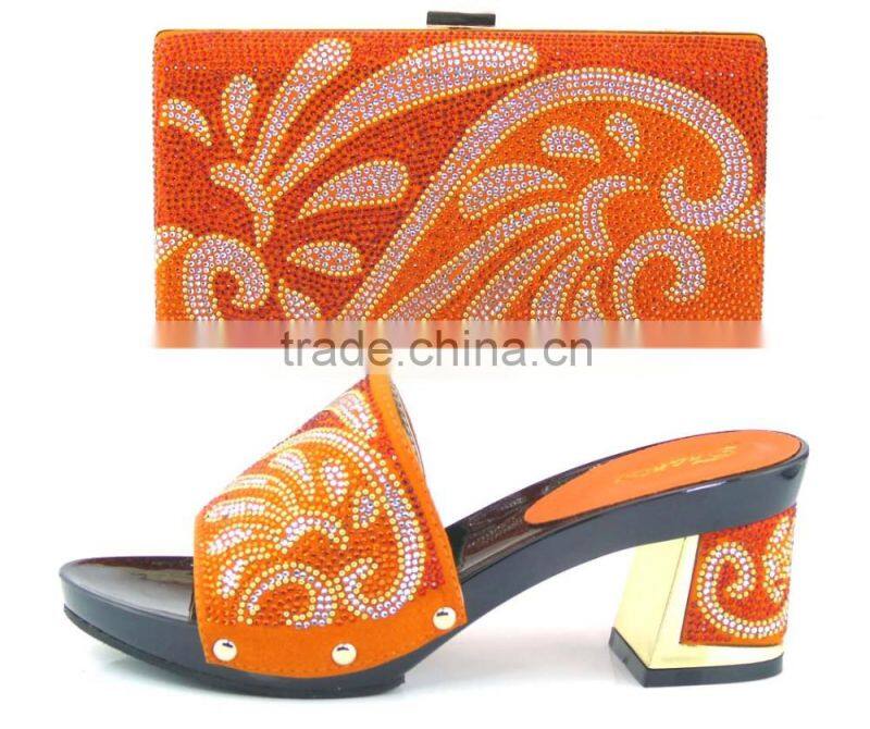 Fancy clutch bag mix middle heel sandals women matching shoes and bag