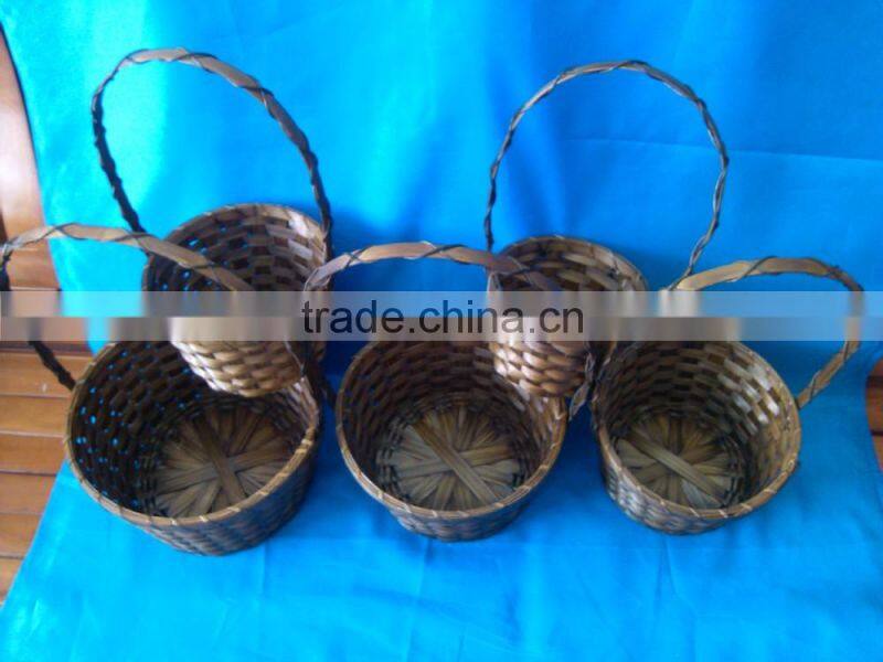 New style weaving round colourful stained bamboo basket