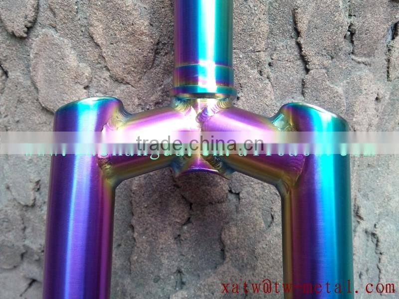titanium MTB fork with rainbow colour rainbow colour MTB fork