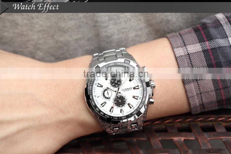 CURREN White Luxury Sport Analog Army Military Steel Band Men's Quartz Watch