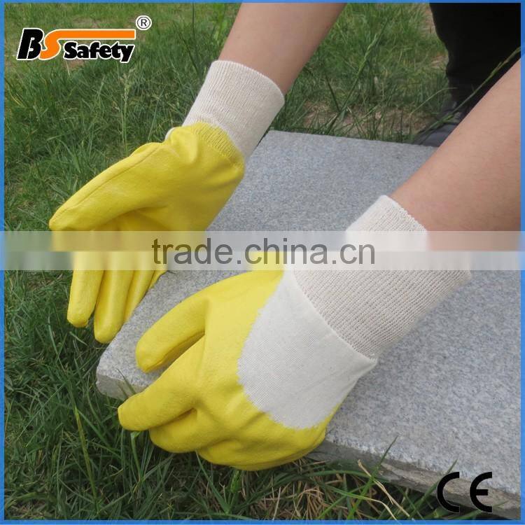 BSSAFETY 2016 factory price nitrile polyester knitted garden glove