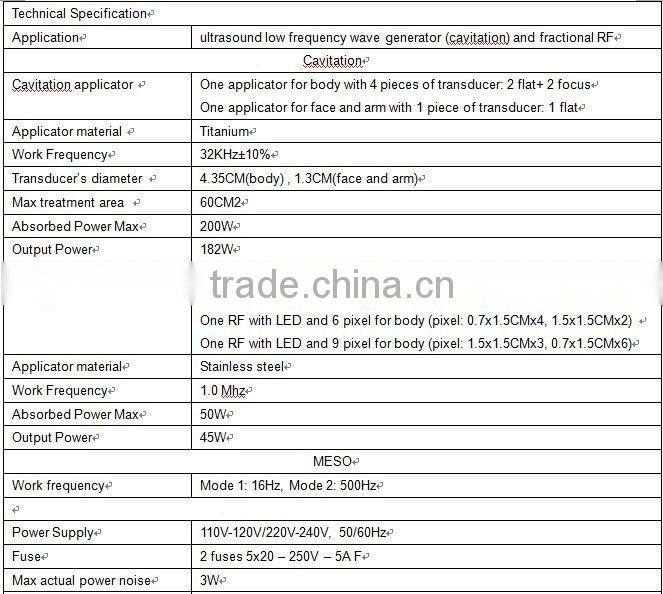 rf cavitation micro current equipment