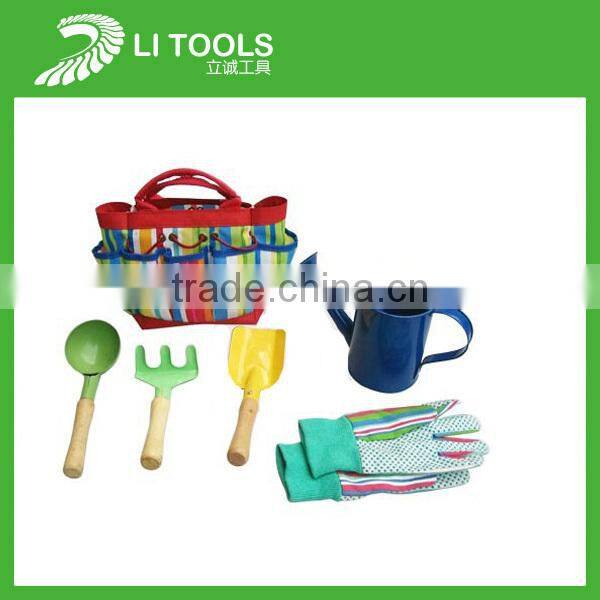 5 PCS wood handle iron kids garden tool set