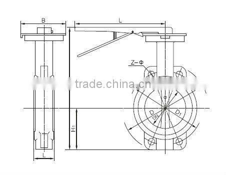 Iron butterfly valve with handle lever type