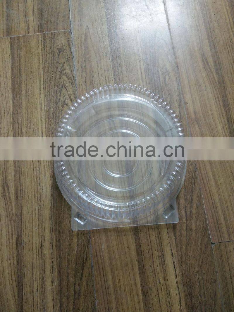 Disposable plastic clear fluted dome and black base cake pastry food domes containers