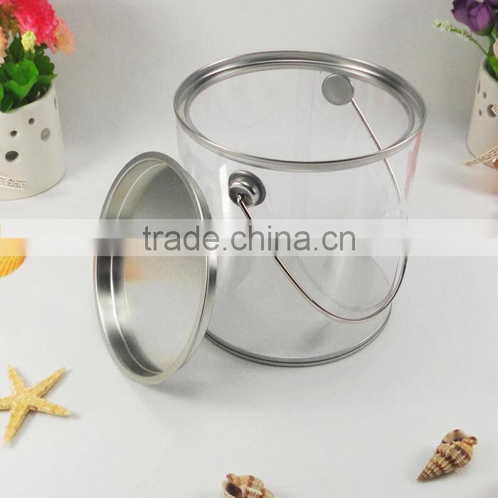TOP sale Round tranparent christmas popcorn PVC tin bucket