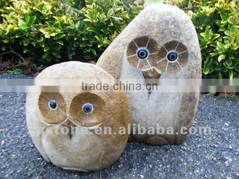 Garden and indoor decor handmade river stone owl sculptures