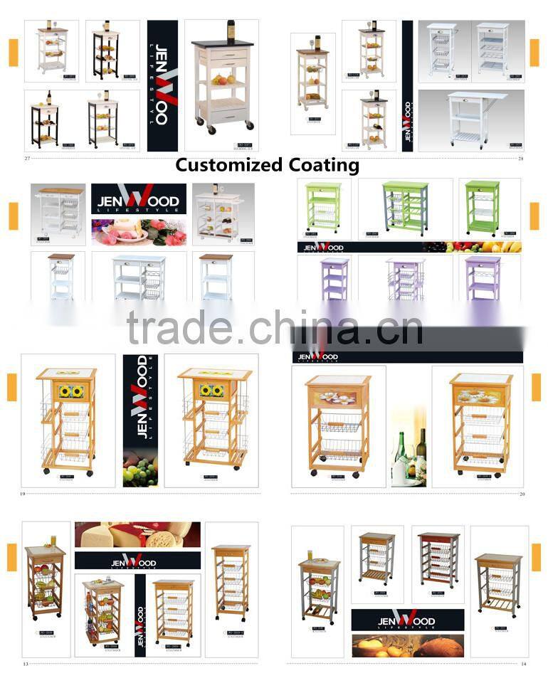 natural finish E1 MDF with drawer wooden serving trolley