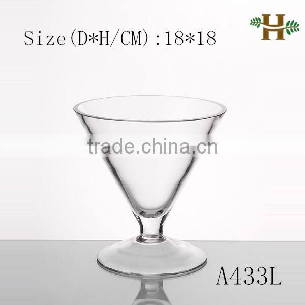 Handmade Glass Vase Red Colored Long Stem Martini Glass Vase