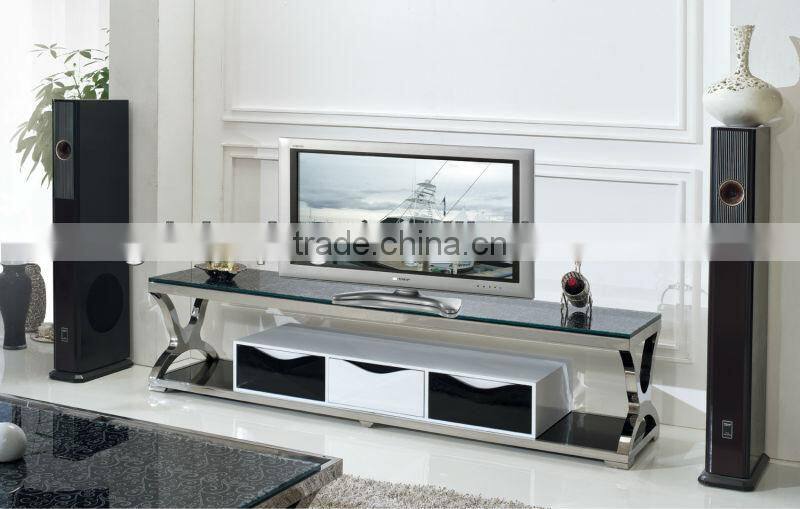 living room furniture modern design red marble top, elegant wood drawer TV stand E348