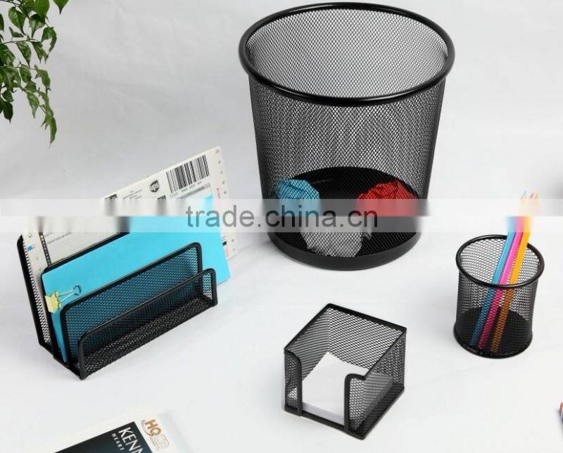 Office Supplier Modern Metal Mesh Wire Office Stationery Set Of 4 Pieces