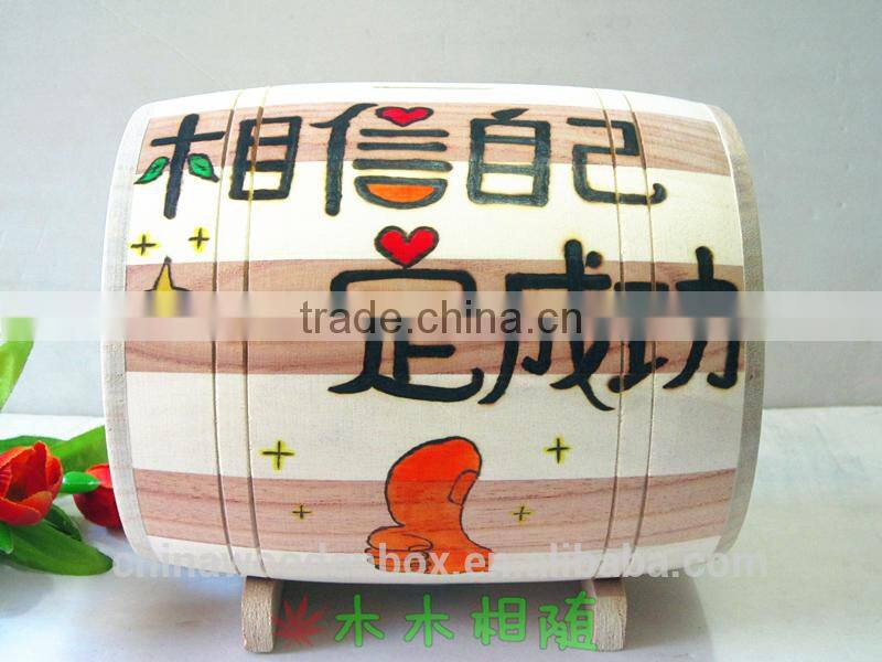 cheap custom any words wooden tin money box