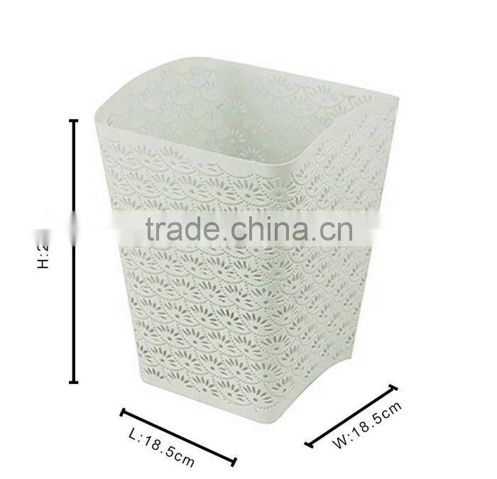 White Arc-shape Metal Punched Spray Open Top Trash Can