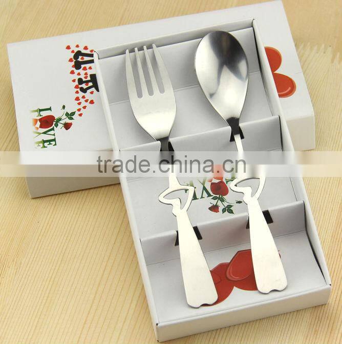 hollow heart-shaped fork and spoon handle wedding gift set