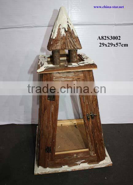 antique wooden lantern with door
