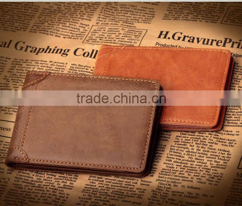 Full Grain Leather Money Clip Wallet with High Quality RFID Blocker Slim Bifold Credit Card Holder