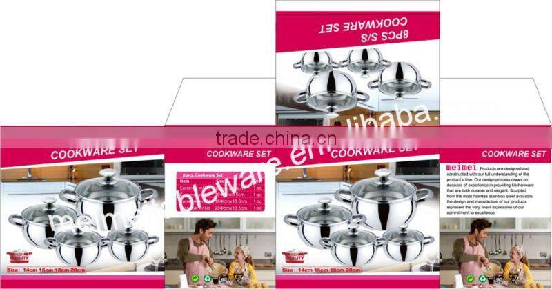 8Pcs s/s handle & stainless steel cookware set